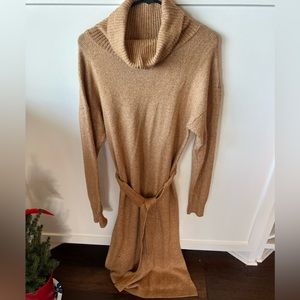 Beautiful Tan Sweater Dress with Belt